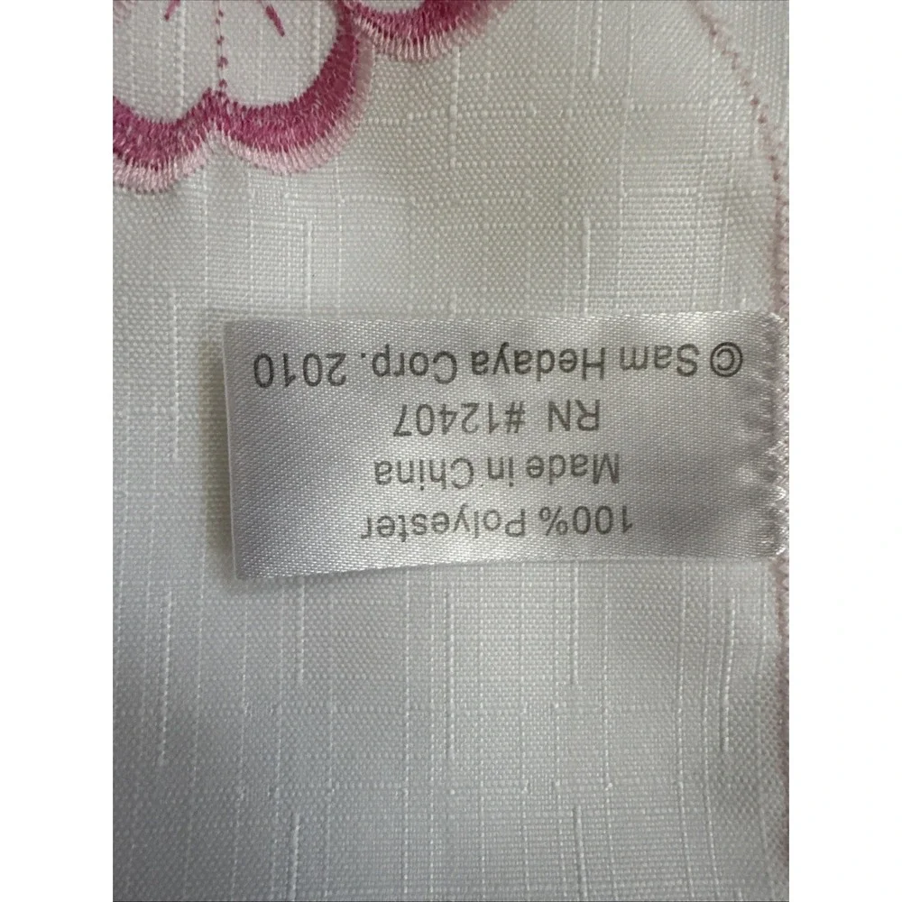 Sam Hedaya Pink Flower W‎ Pink Trim Embroidered Napkins Set/5 17